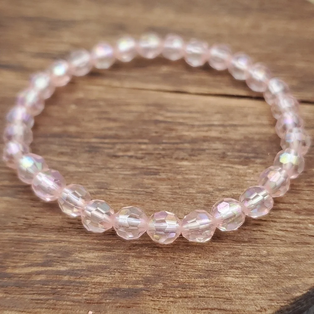 Romantic pink crystal beaded bracelet‎ B0616